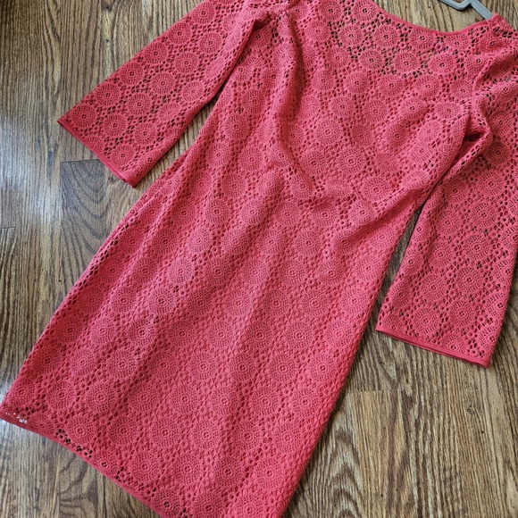 Lilly Pulitzer Crochet Marquette Dress Hot Bright Pink - Small Lined 3/4 Sleeve - Picture 2 of 9